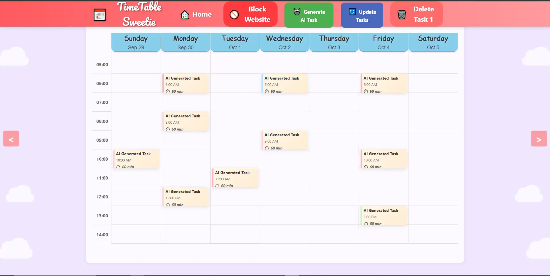 Timetable Sweetie team